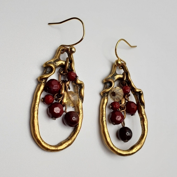 Gold and Red Earrings - Picture 2 of 14